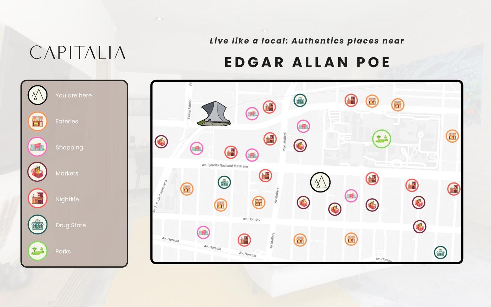Capitalia - Luxury Apartments - Edgar Allan Poe Città del Messico Esterno foto